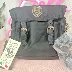 Valentino Orlandi Black Vegan Leather Women's Bag mini backpack gift